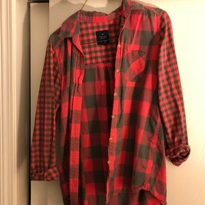 Pink and grey flannel